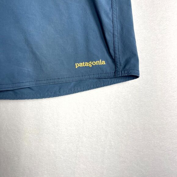 Patagonia Mens Swim Trunk Blue with‎ Gold embroidery Size 34 - Picture 2 of 9